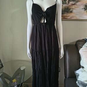 Justify Black Tie-Front Maxi Dress